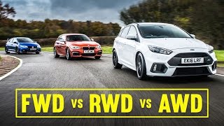 AWD vs FWD vs RWD Focus RS Civic Type R M140i Track Battle [upl. by Malilliw]