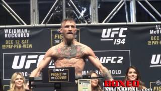 Official Weighin Jose Aldo 145 vs Conor McGregor 145 [upl. by Eigger]