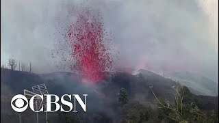 Watch Volcano erupts on Spains La Palma island [upl. by Ansell]