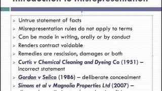 Misrepresentation Lecture 1 of 4 [upl. by Ennaoj]